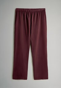 Bordeaux elastische taillebroek met een losse fit en rechte benen. Gemaakt van zachte, gladde stof zonder patronen of zichtbare hardware.