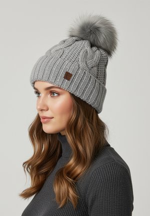 Faera, WEICHE UND WARME STRICKMÜTZE FÜR KALTE WINTERTAGE - Beanie - grau