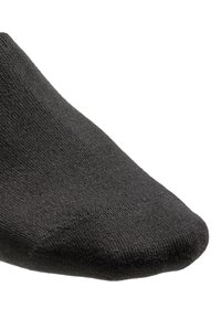 Calcetín negro hecho de material suave y elástico con una punta cónica. Presenta una costura de punta reforzada y un superior acanalado para mayor comodidad.