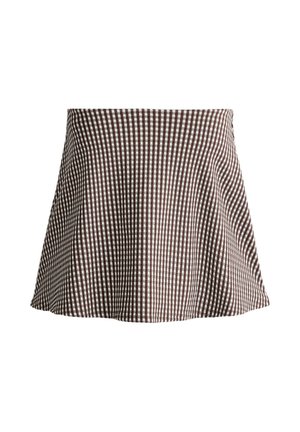 OYSHO, COMFORTLUX HIGH-RISE GINGHAM MINI SKIRT - Minirok - brown