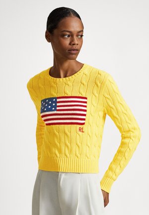 FLAG SHRUNKEN CABLE COTTON SWEATER - Pullover - lemon crush