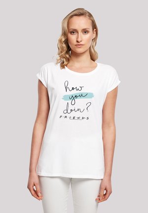EXTENDED SHOULDER  FRIENDS HOW YOU DOIN HANDWRITING - Print T-shirt - white