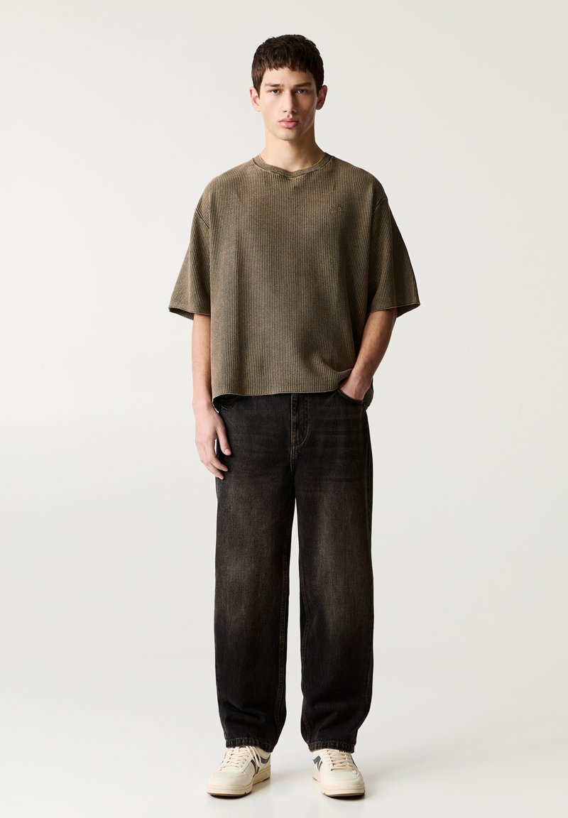 PULL&BEAR BAGGY Jeans baggy mottled dark grey/grigio scuro