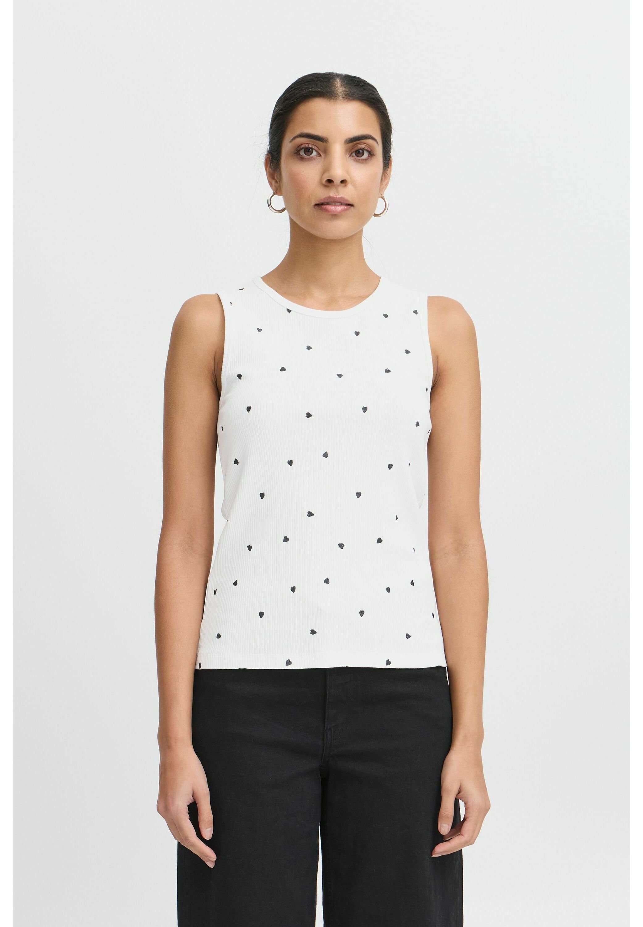売れ筋商品|||イチ Tシャツ レディース トップス IHPALMA - Top - cloud dancer w te heart embro ICHI IHPALMA - Top - cloud dancer w te heart embro/offwhite