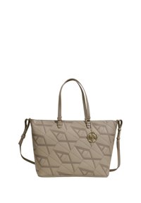 Borsa tote beige con un motivo geometrico impresso, doppio manico e un charm rimovibile. Presenta una tracolla staccabile. Finitura testurizzata.