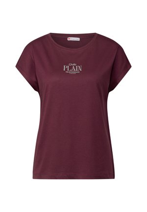 Bordeaux katoenen T-shirt met korte mouwen en een ronde halslijn. Beschikt over witte tekst met de tekst "Bestek Gewoon" met een decoratieve slogan eronder.