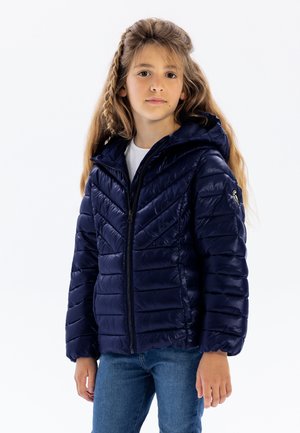 HIGH SHINE QUILTED HOODED - Veste d'hiver - dark blue