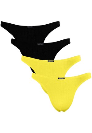 4ER PACK HERREN STRING TANGA ENG ANLIEGEND STRETCH - Slip - schwarz/gelb
