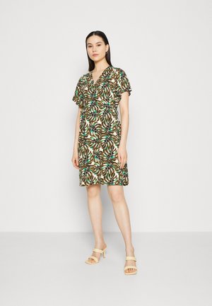 VILA VIMAYA WRAP SHORT DRESS - Φόρεμα ημέρας - cloud dancer/black/green