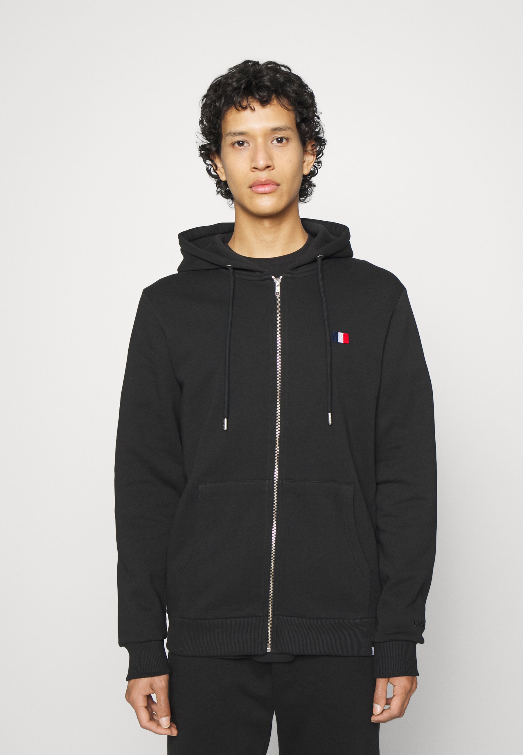 Les Deux FLAG ZIPPER HOODIE - Zip-up sweatshirt - black - Zalando.ie