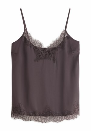 Next, REGULAR FIT - LACE TRIM SATIN CAMI TOP . - Top - chocolate brown