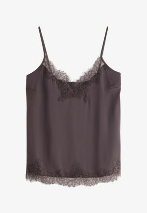 Next, REGULAR FIT - LACE TRIM SATIN CAMI TOP . - Top - chocolate brown
