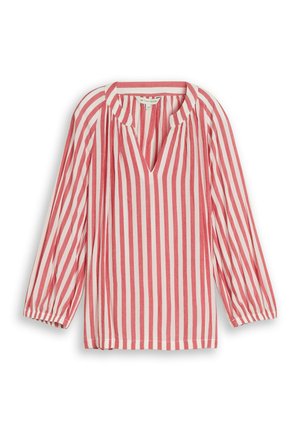 TOM TAILOR, TUNIKA BLUSE MIT STREIFEN - Blouse - soft scarlet red stripe