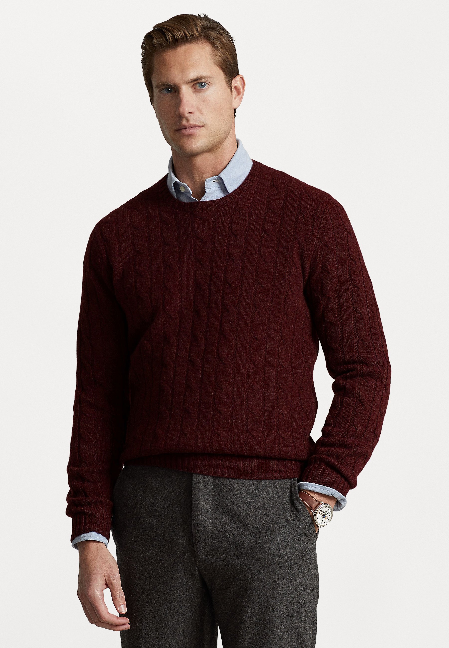 トップス 90s Ralph Lauren cashmere knit Burgundy Polo Ralph Lauren THE ICONIC CABLE-KNIT CASHMERE SWEATER UNISEX