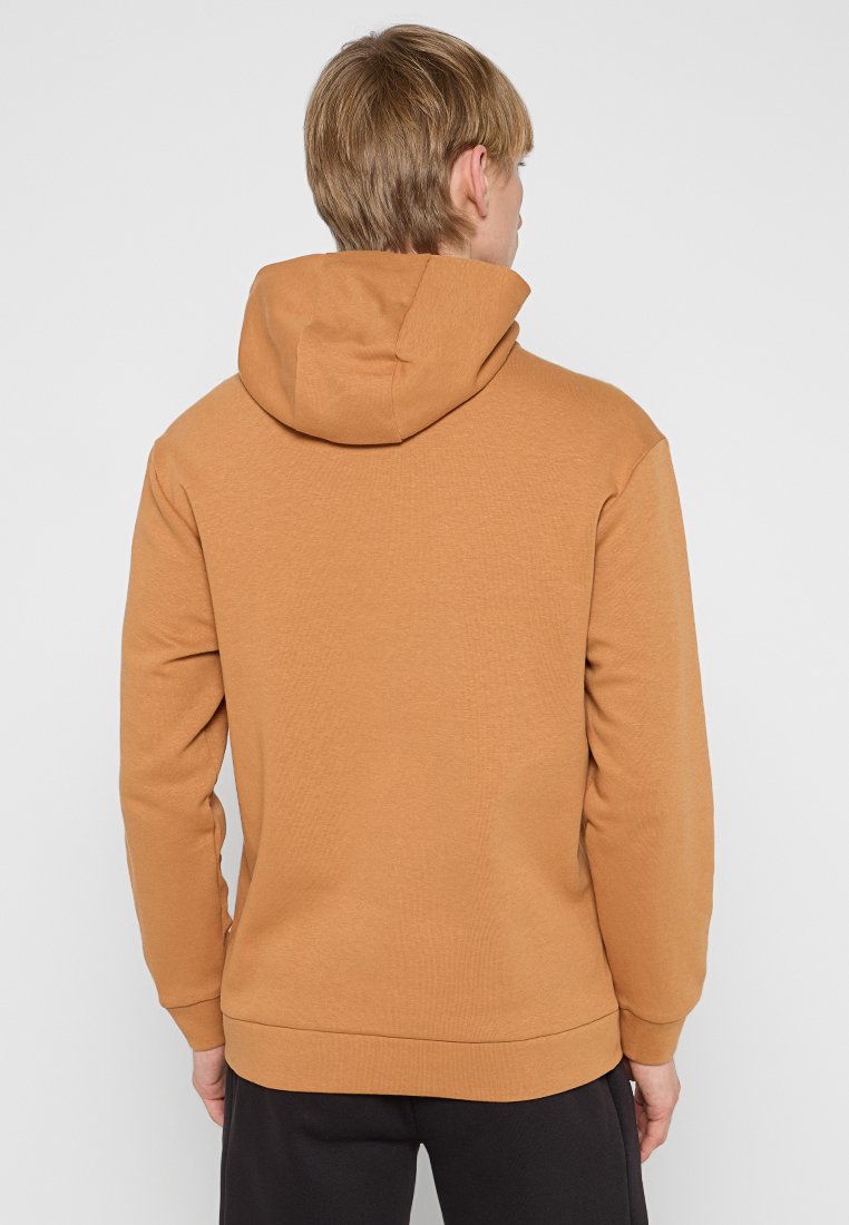 Hoodie in lichtbruin, met lange mouwen, een gestructureerde afwerking en een relaxed fit met een geribbelde zoom en manchetten.