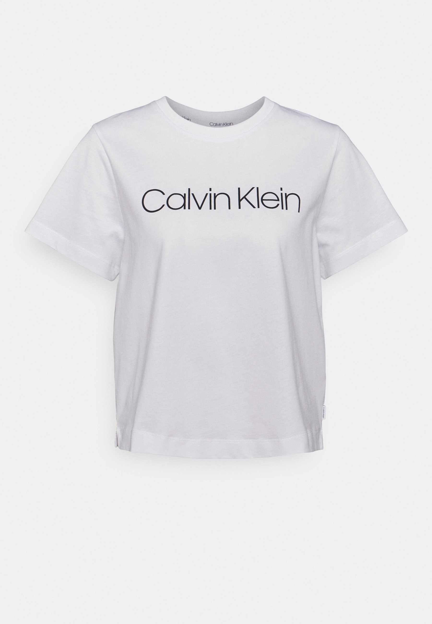 Calvin Klein Core Logo Midlength Boxy T Shirts Print White Hvid Zalando Dk