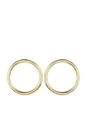 Boucles d'oreilles en métal couleur or avec une finition lisse et brillante et un design circulaire simple. Chaque créole est fine et d'une largeur uniforme.