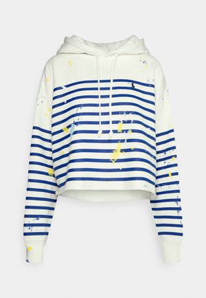 PAINT-SPLATTER STRIPED OVERSIZE HOODIE - Bluza - sistine blue/white
