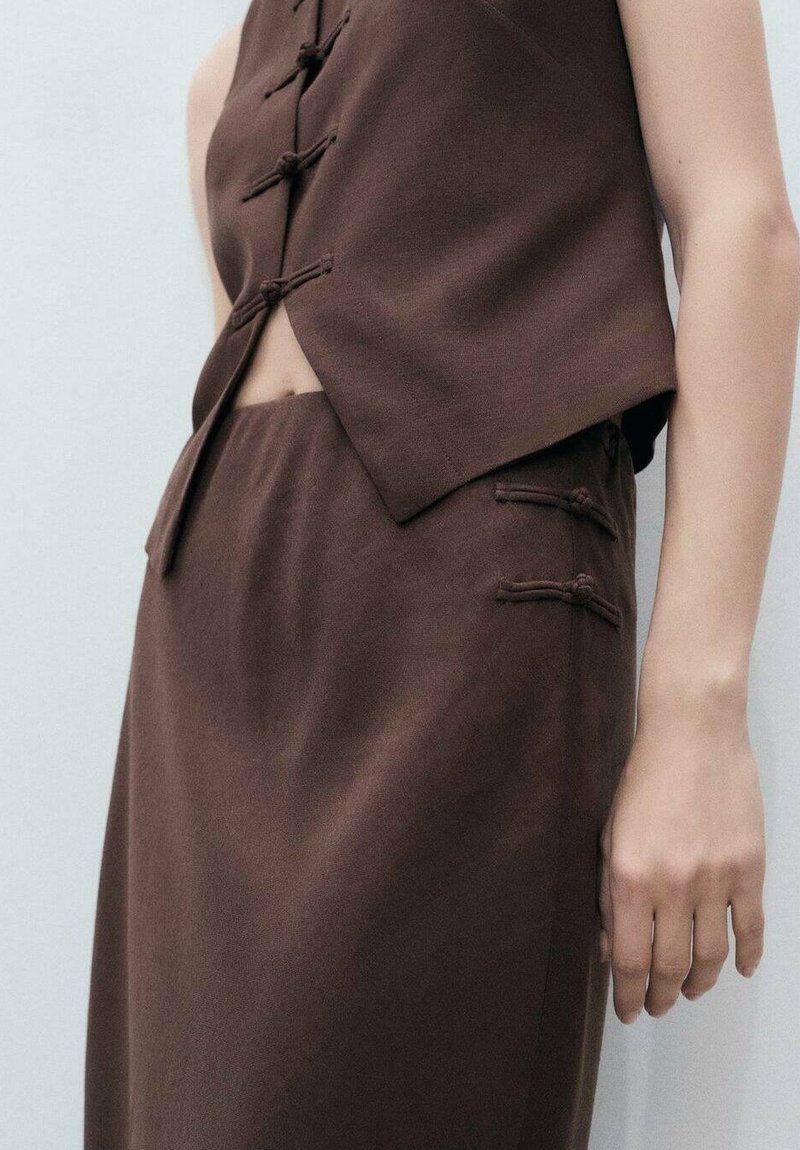 Jupe Longue Mango Marron Clair à Volants - Coton - Taille M - Neuve Avec Étiquette