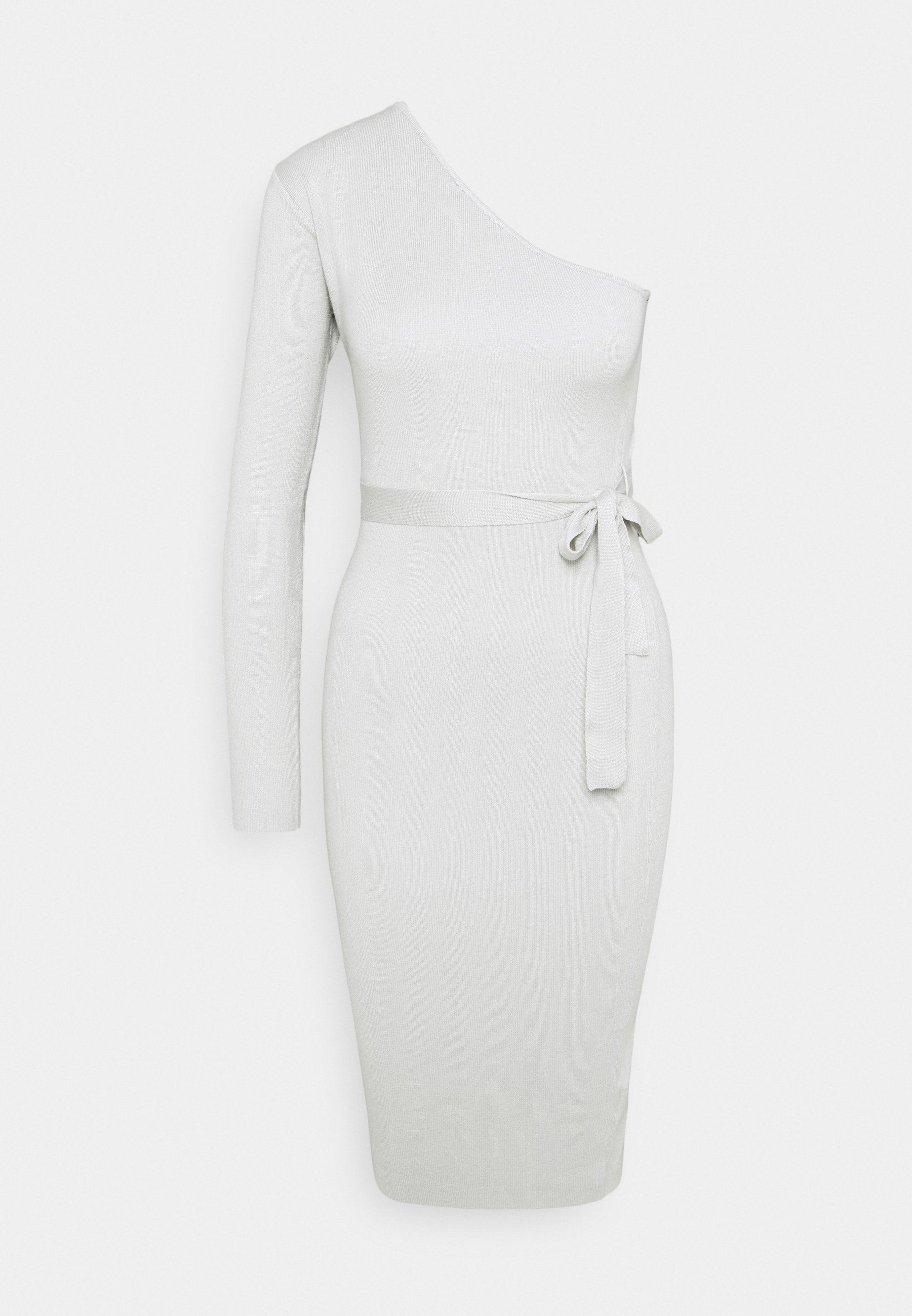 missguided one shoulder bow sleeve midi dress