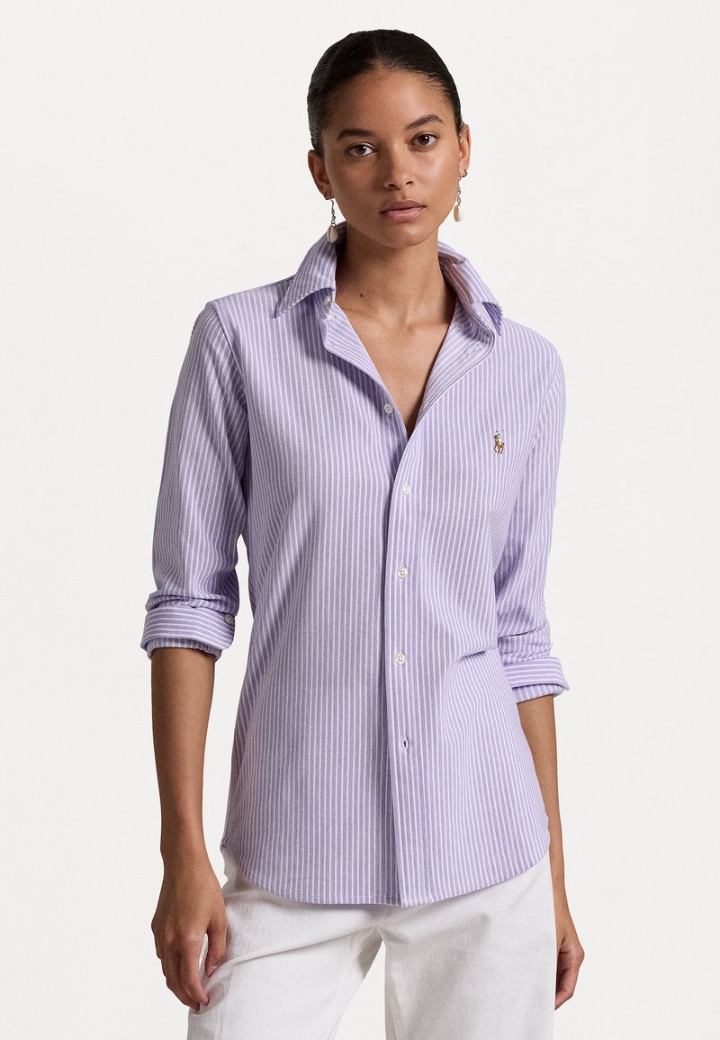 Polo Ralph Lauren LONG SLEEVE BUTTON FRONT  - Pogājama blūze - pure lilac/white