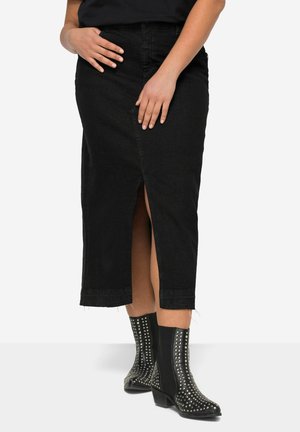 5-POCKET SCHLITZ VORNE - Denim skirt - black