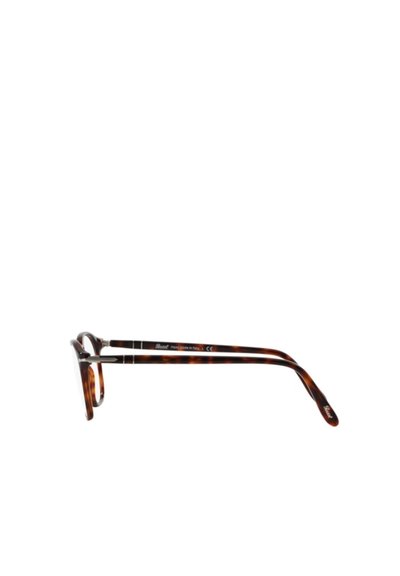 Monture de lunettes rectangulaire à motif écaille, vue de profil avec des branches fines et des verres transparents.