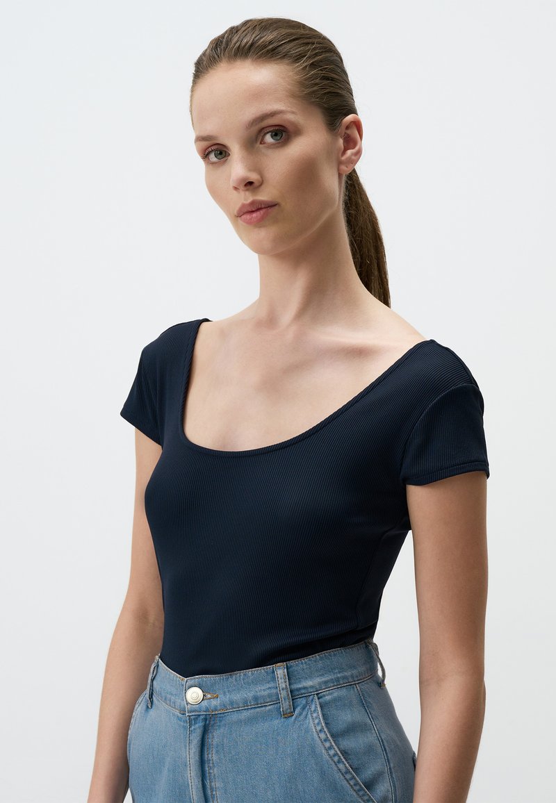 Jimmy Key SLIM FIT SHORT SLEEVED U NECK - T-Shirt basic - dark blue
