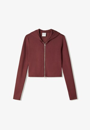 Bershka Bluză de molton cu fermoar - dark red