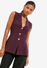 REGULAR FIT - COLLARED V-NECK SLEEVELESS - Liemenė - burgundy red