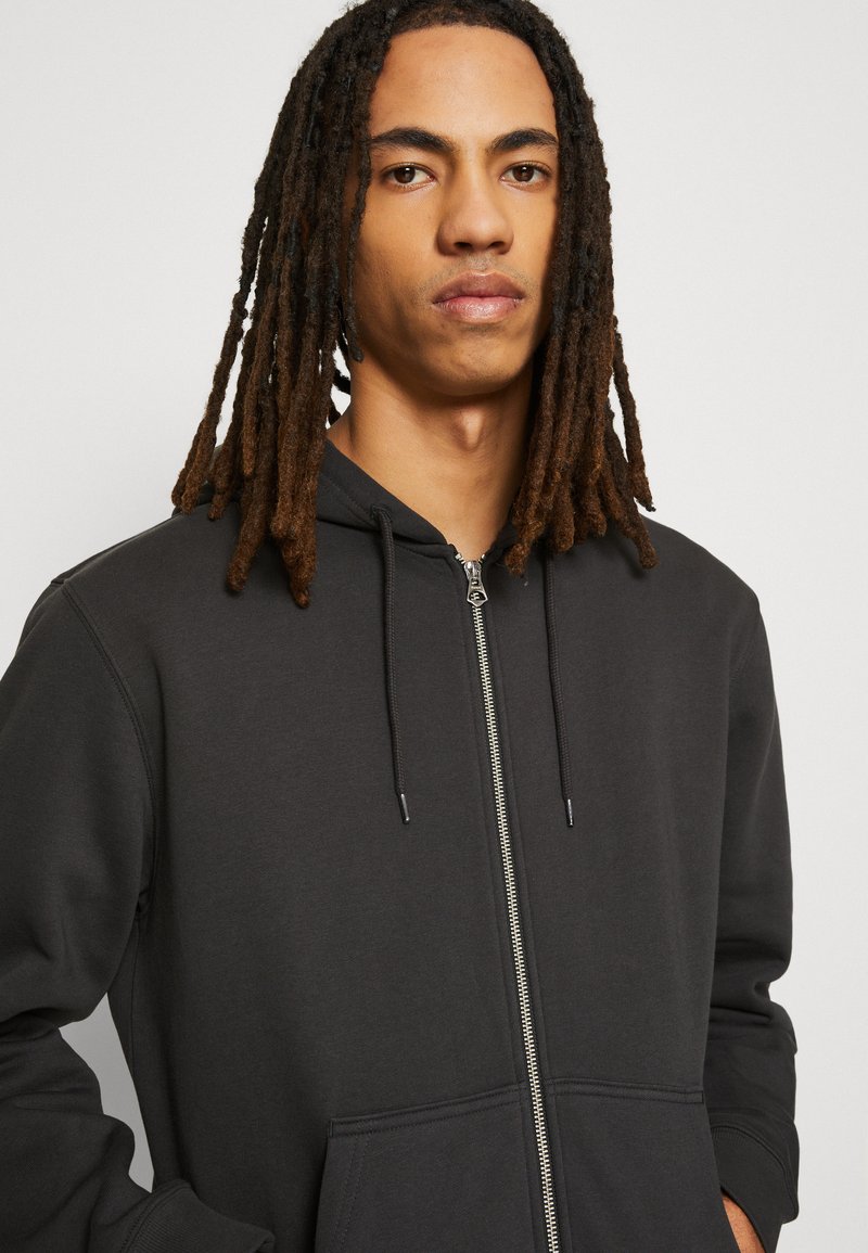 Weekday STANDARD ZIP HOODIE - Zip-up sweatshirt - dark grey/grey -  Zalando.co.uk