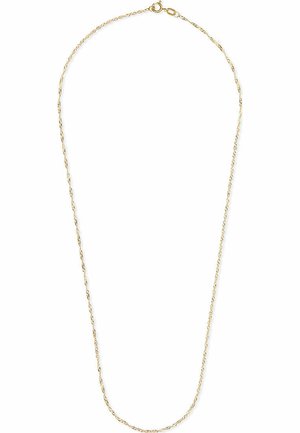 Gouden ketting met een delicate, gedraaide schakelontwerp en een karabijnsluitingen. Soepele metaalafwerking met een subtiele glans.