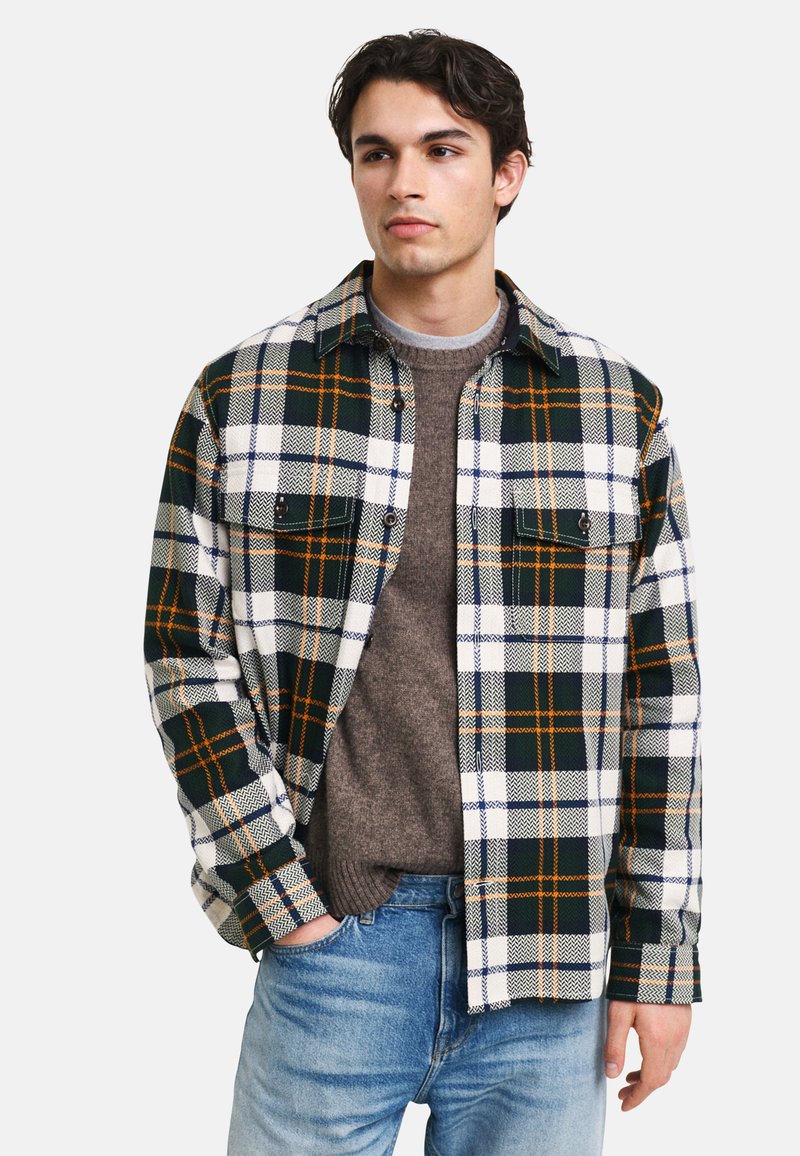 GANT CHECKED HERRINGBONE - Lehká bunda - tartan green