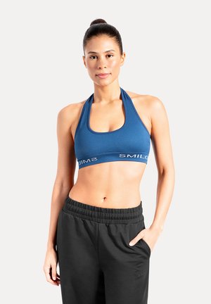 AZURA RIBBED NECK HOLDER BRA - Sujetadores deportivos con sujeción media - dunkelblau