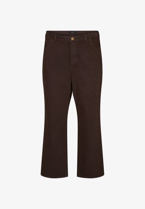 Zizzi, FARBIGE JEANS KIANA MIT GERADER PASSFORM - Wide leg - braun