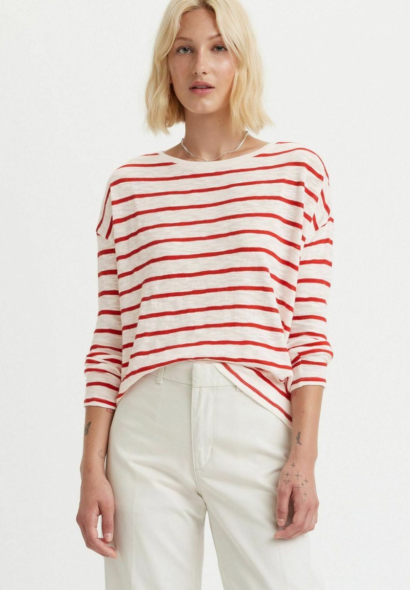 Levi's® MARGOT LONG SLEEVE TEE - Pitkähihainen paita - stripe scarlet