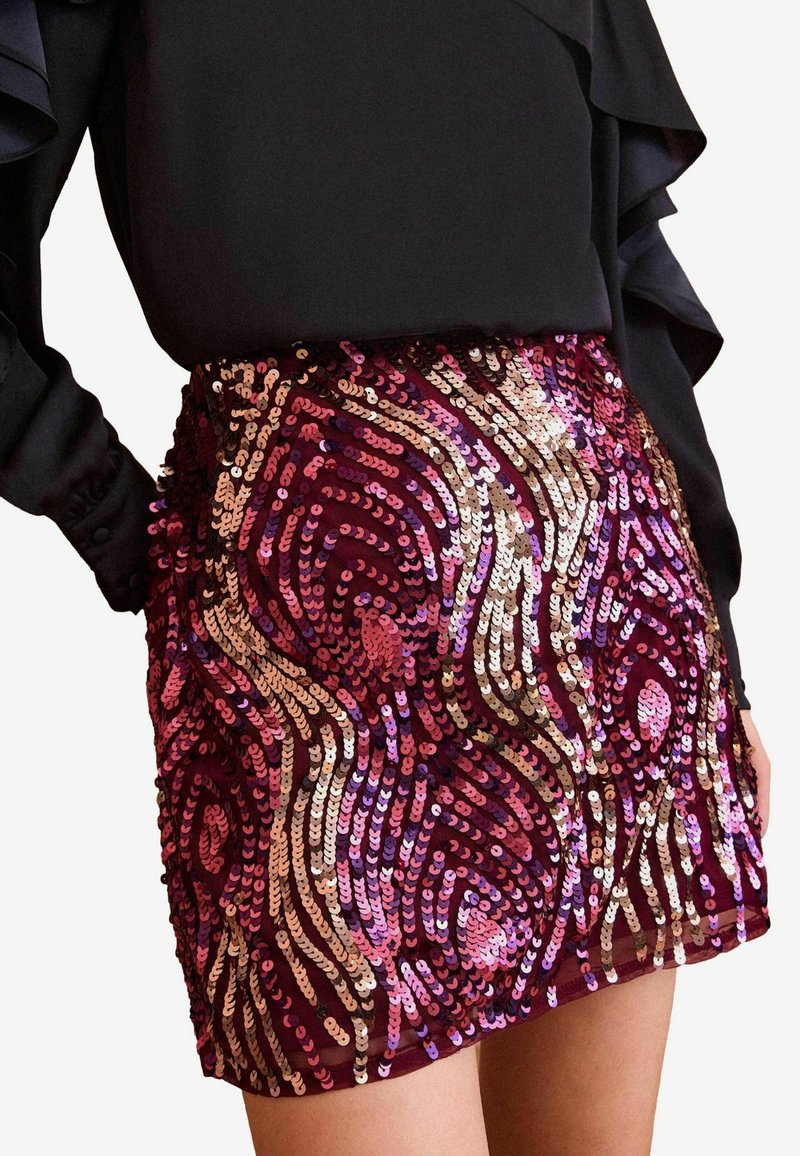 Love & Roses SEQUIN - REGULAR FIT - A-lijn rok - pink/donkerroze ...