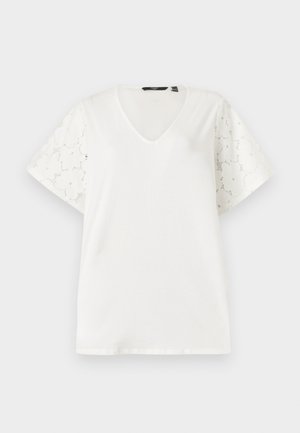 Vero Moda Curve, VMCVILLA V NECK - Βασικό μπλουζάκι - snow white