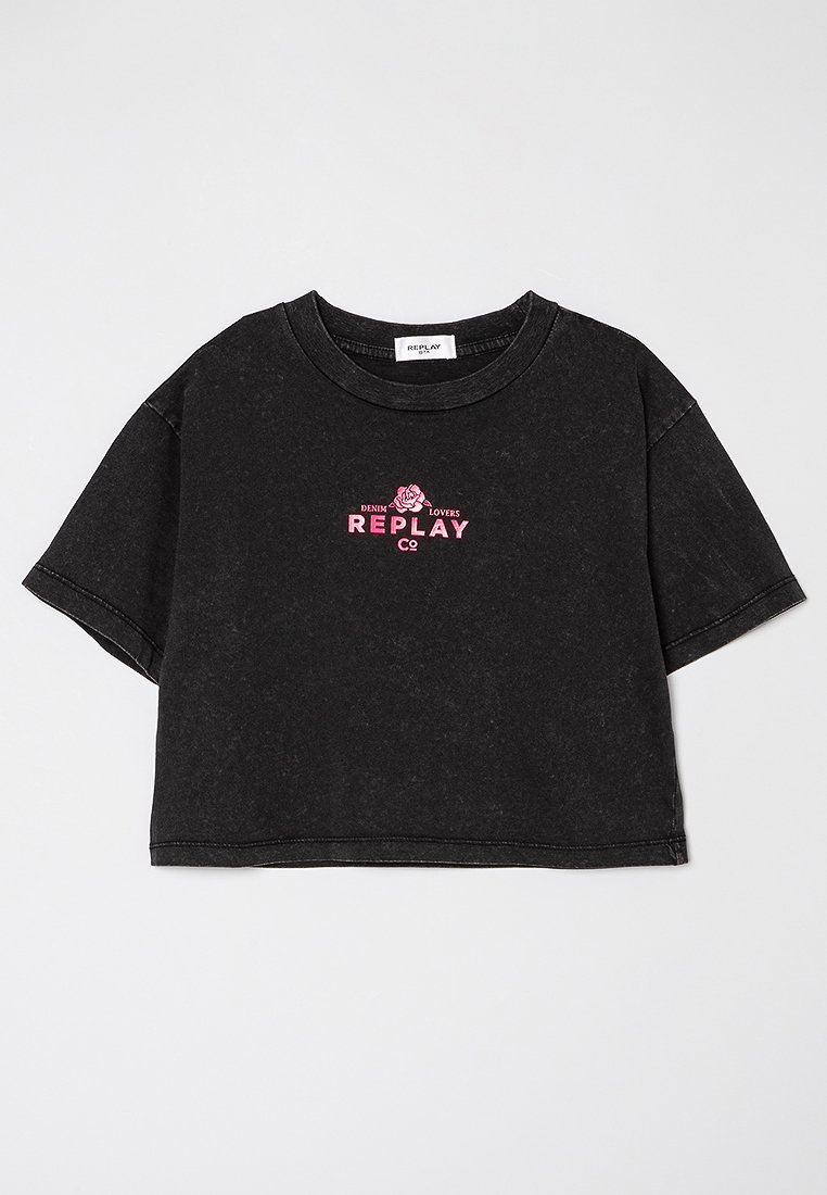 Replay T-shirt print zwart