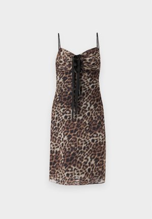 MARC JACOBS, LEOPARD SLIP DRESS - Robe de soirée - brown