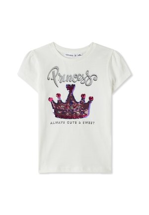 CON PAILLETTES - T-shirt con stampa - bianco lana