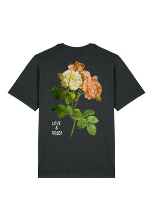 Mira Paris, ROSES BACK HEAVYWEIGHT - T-shirt con stampa - washed black