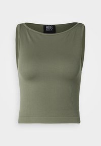 SLASH NECK TANK - Tops - deep lichen green