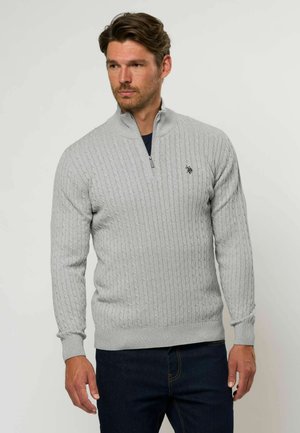 AMIR HALF-ZIP CABLE  - Neule - grey melange