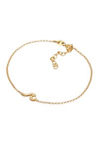 Guldarmband med en böljande accentdesign. Utrustad med en kräftklämma och justerbar längd, med fina länkar som har en polerad yta.