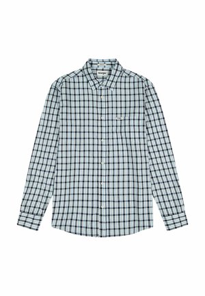 Skjorta med lång ärm och knäppning i bomull. Har ett blått och vitt rutmönster, en bröstficka och en klassisk kragsdesign.