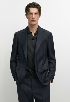 Massimo Dutti, Anzugsakko - mottled dark blue