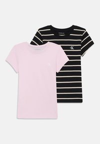 Calvin Klein Jeans STRIPE SLIM 2 PACK - T-shirts med print - light lilac/black