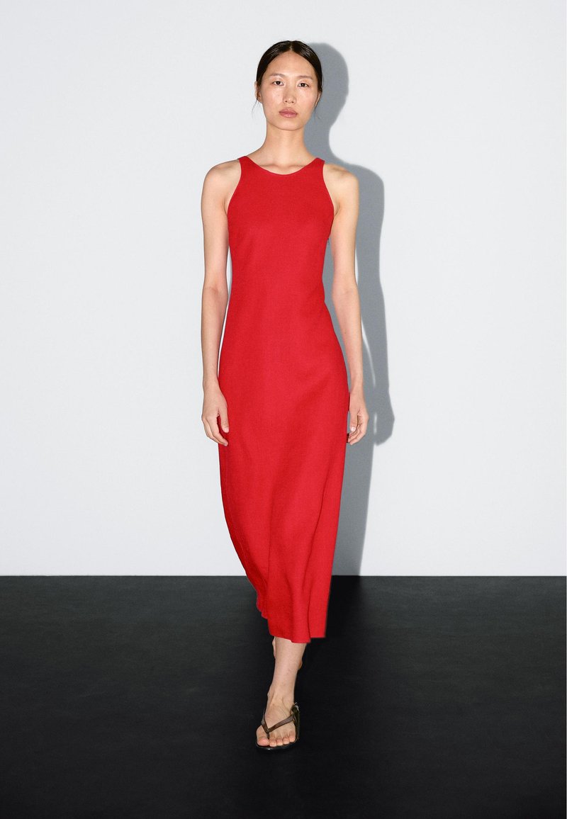 Massimo Dutti - ROUND NECK MIDI - Robe de jour - red, Agrandir