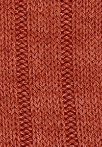 Dziana tkanina w ciepłym kolorze rdzy z pionowym prążkowanym wzorem, z wyraźnymi liniami i miękkim, lekko rozciągliwym wyglądem.